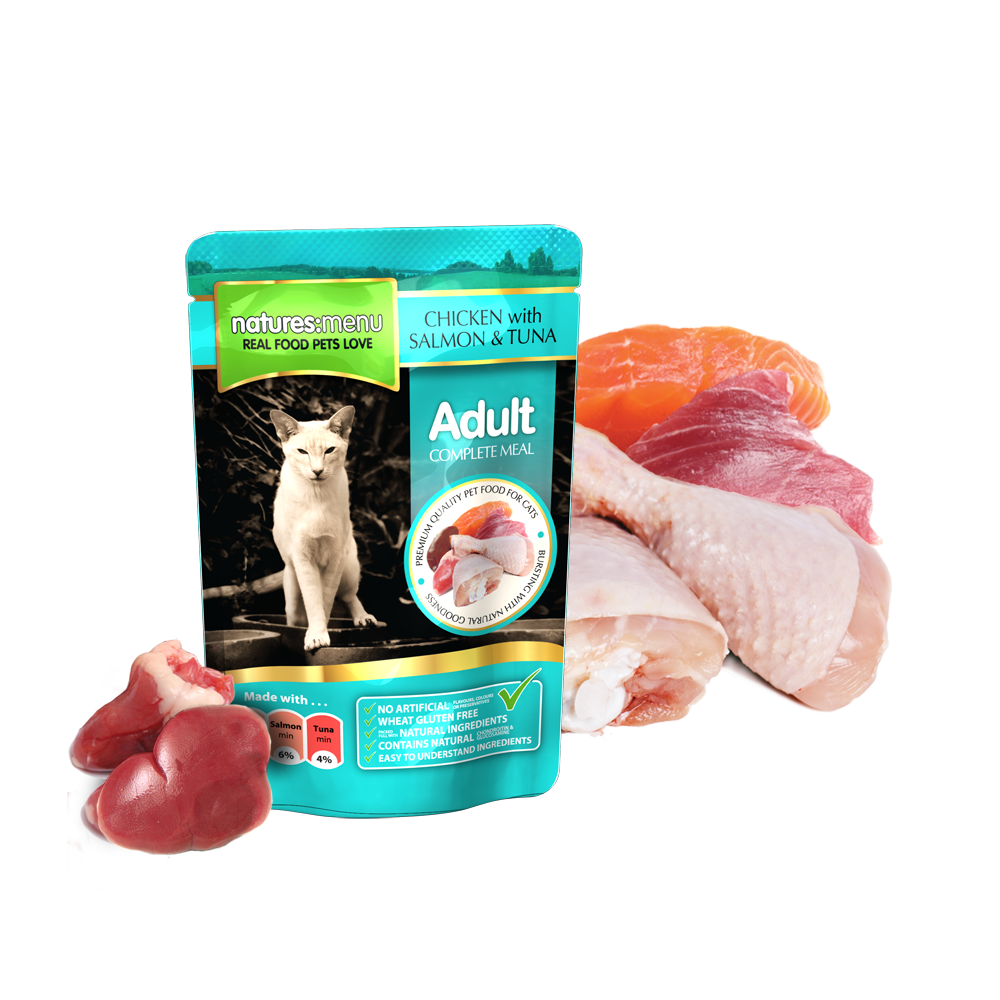 Natures Menu Cat Adult Pouch Chicken Salmon & Tuna 12x100g
