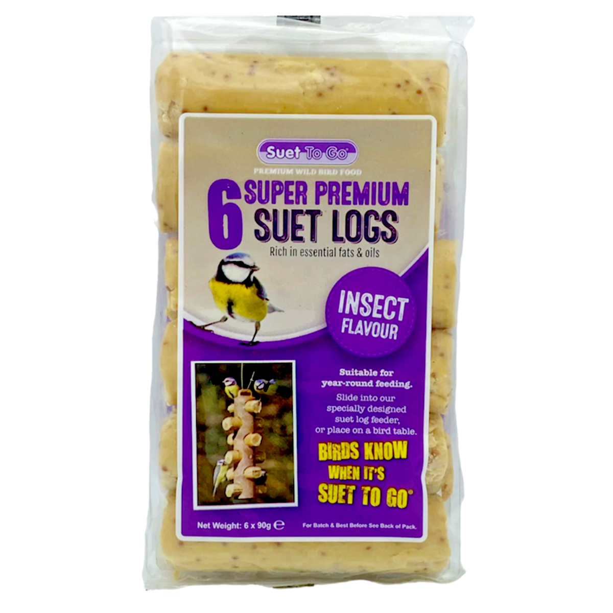 Suet to Go Suet Logs Insect 6Pk 90g