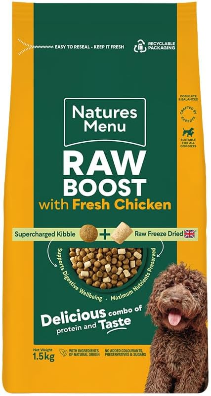 Natures Menu Raw boost Dry Food for Dogs with Fresh Chicken - 1,5kg