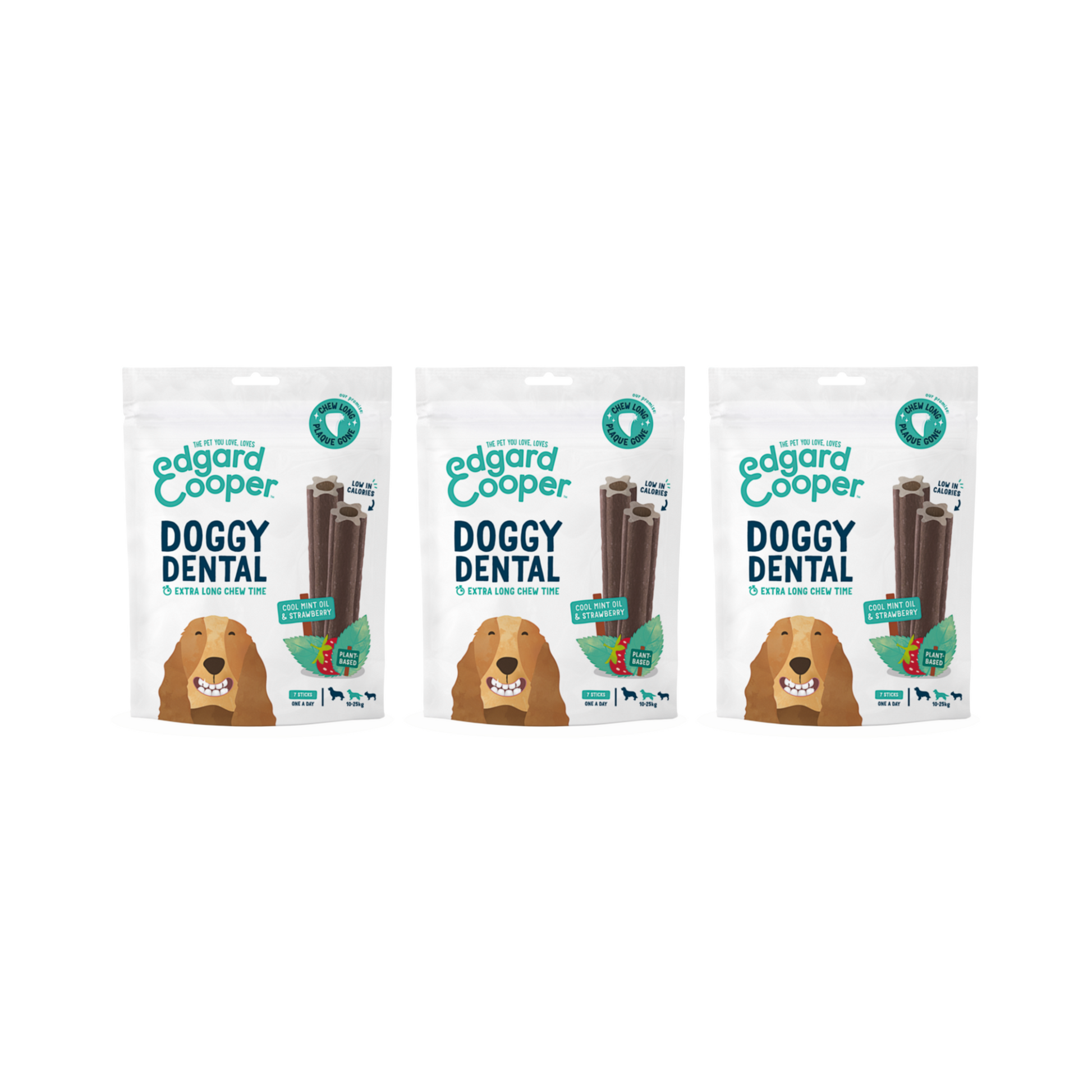 Edgard Cooper Doggy Dental Cool Mint Oil & Strawberry Large 7pk