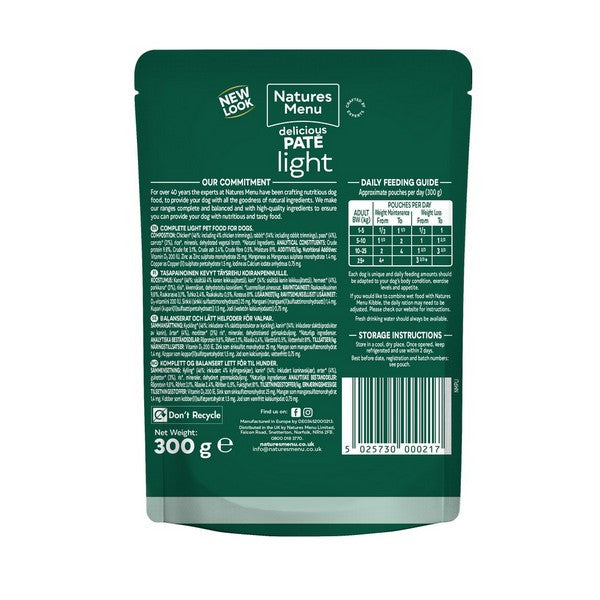 Natures Menu Dog Pouch Light 8Pk 300g