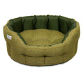 Round Modern Tweed & Waterproof Bed Forest Green (M) Earthbound