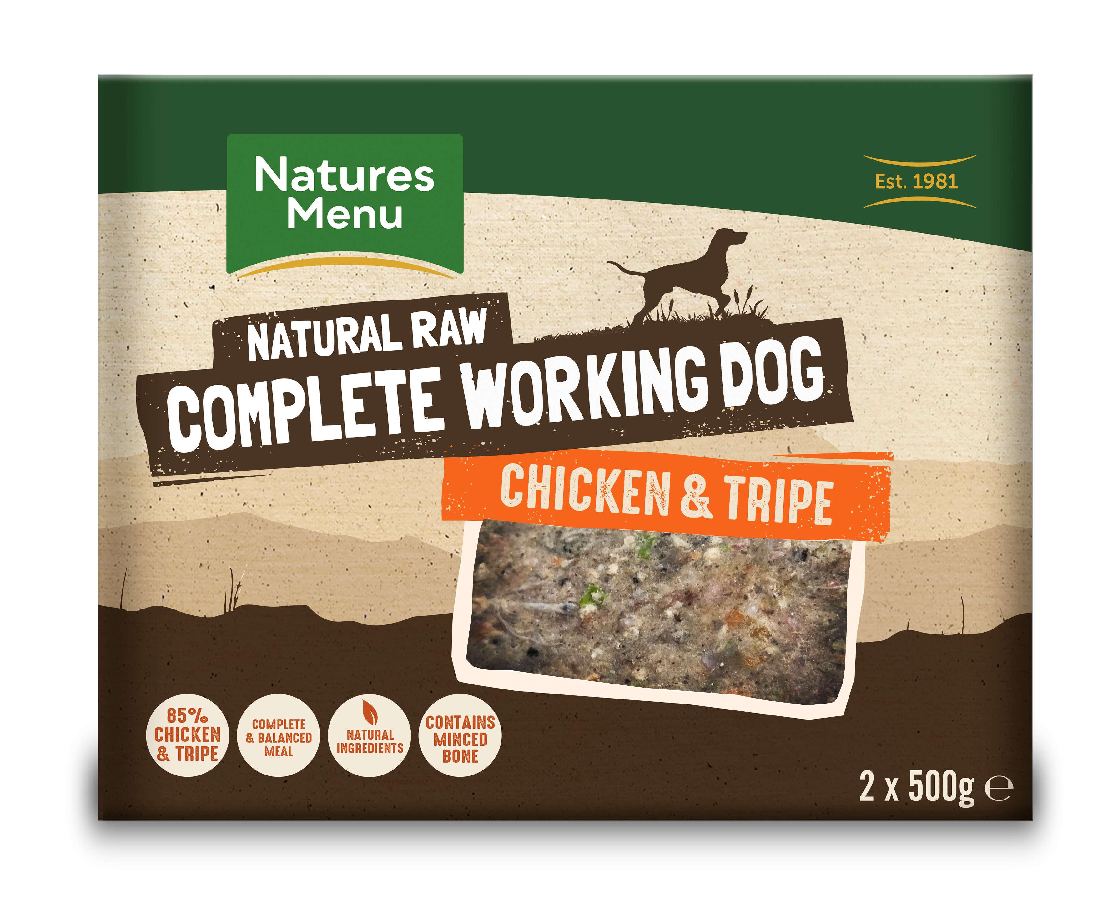 Natures Menu Complete Raw Working Dog Chicken 2 x 500gm