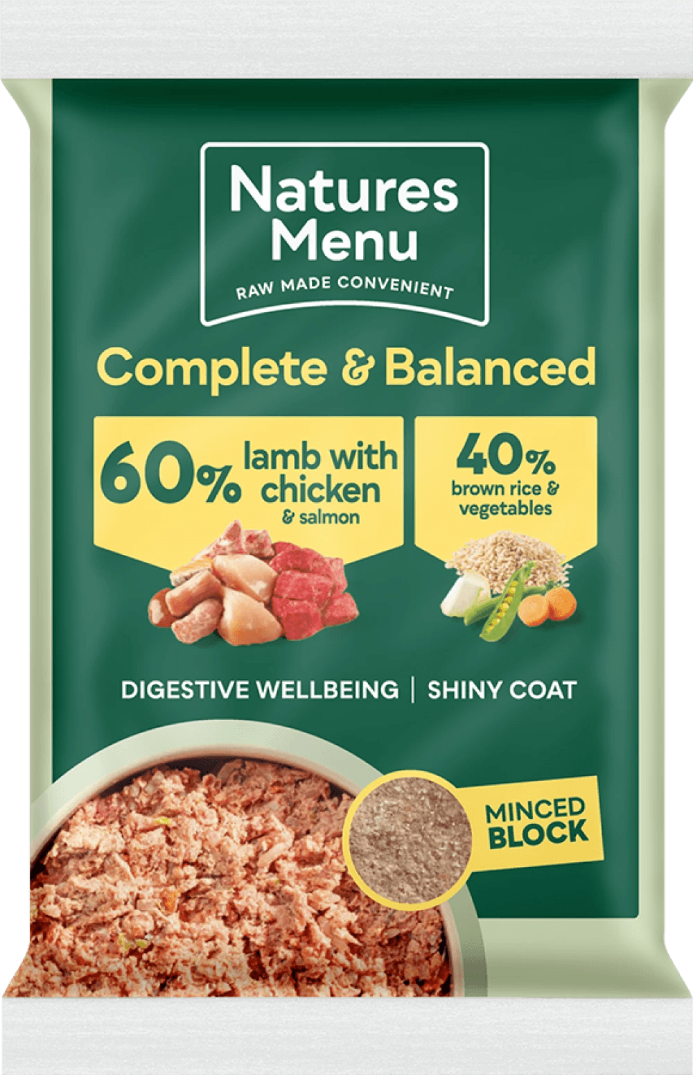 Natures Menu Frozen Brick Lamb Veg and Rosemary 300g
