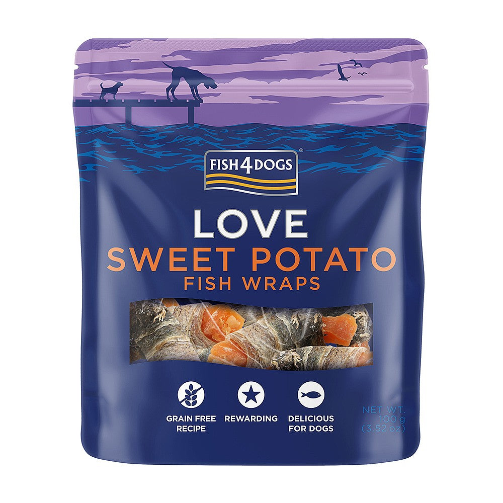 Fish4Dogs Love Sweet Potato Fish Wraps 100g