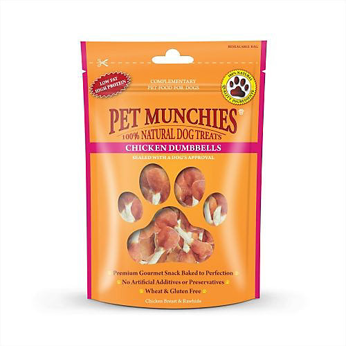 Pet Munchies Chicken Breast Rawhide Dumbbells